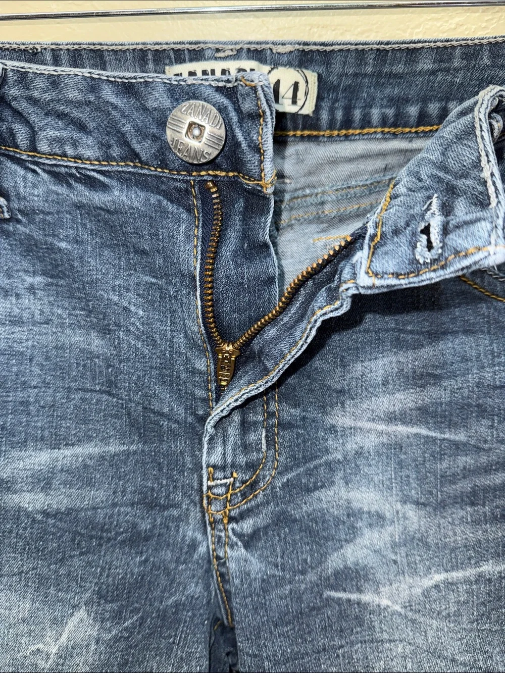 Zanadi Distressed Blue Jean Shorts Jorts 14 Long line Y2K Streetwear